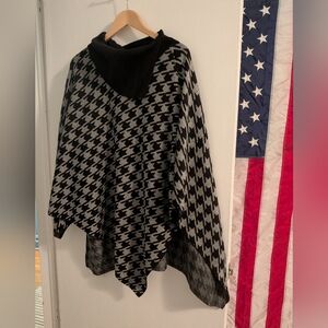 Anne Klein Black and Gray Knit Poncho